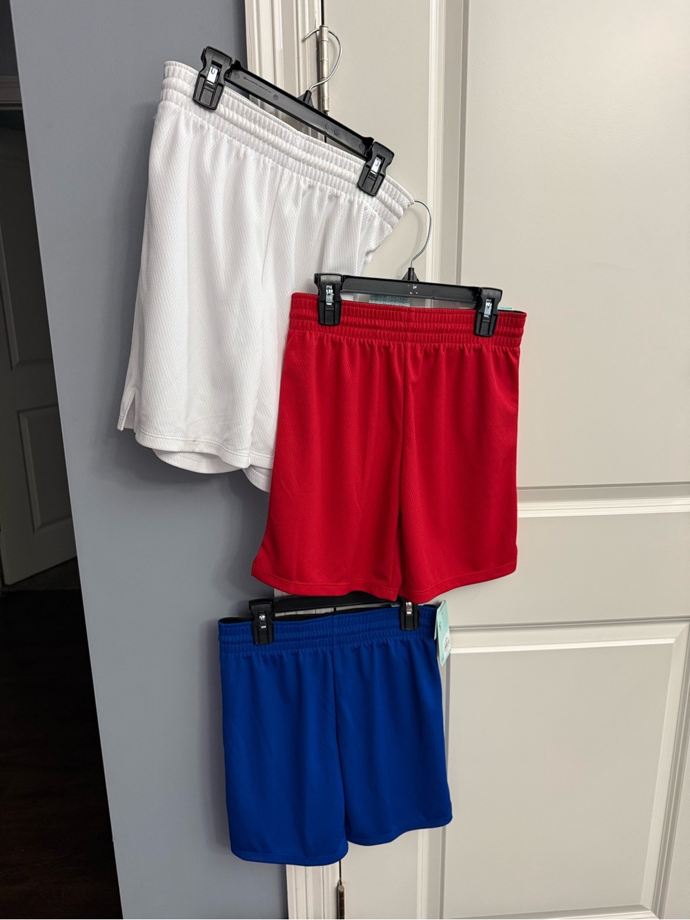 DSG Kids Mesh Athletic Shorts - White, Red, Blue